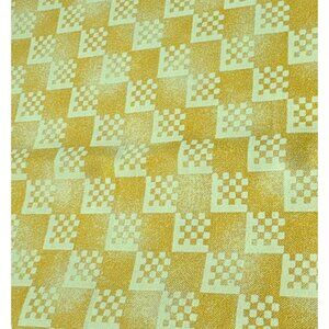 Vintage Yellow & Yellow Checkerboard Fabric 26" x 44" Retro Geometric Pattern fo